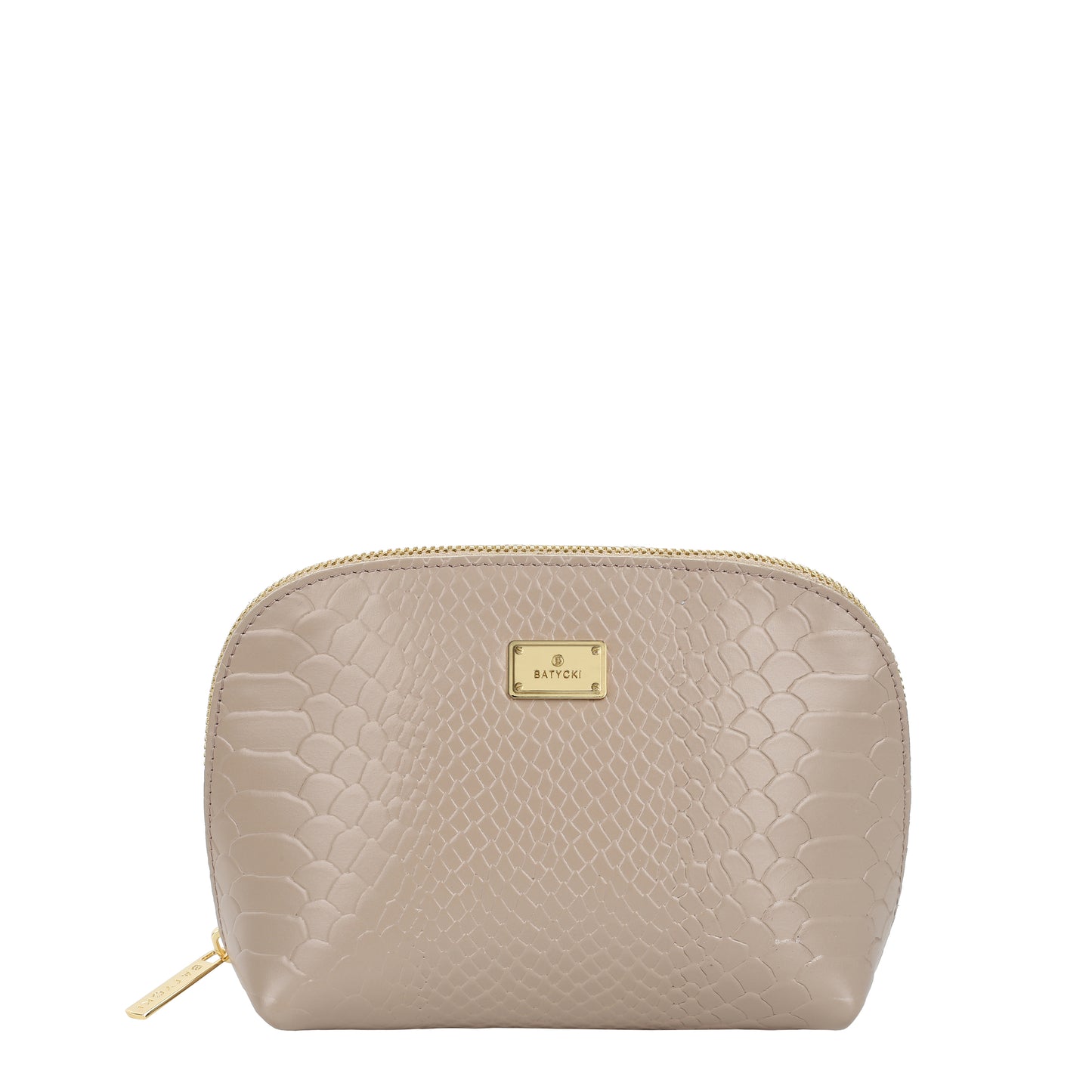 Taupe leather women's cosmetics bag