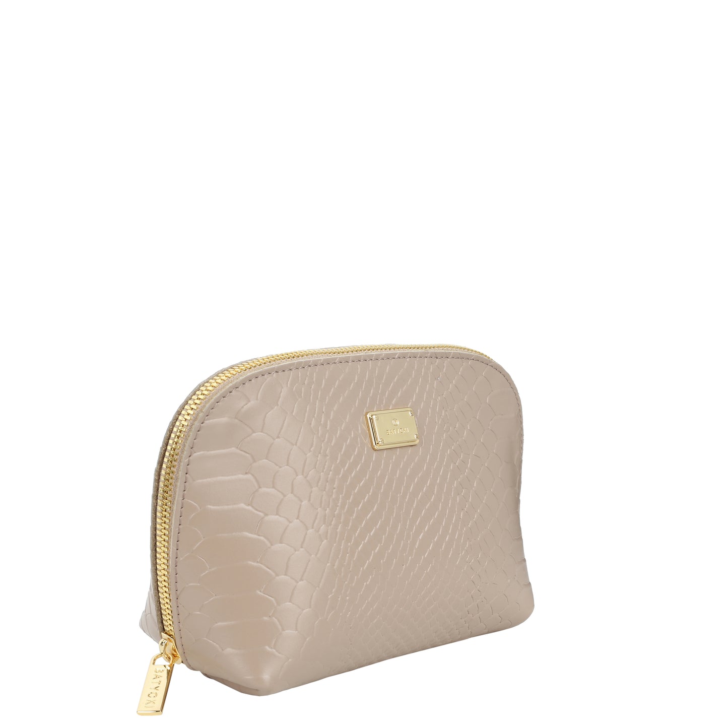 Taupe leather women's cosmetics bag