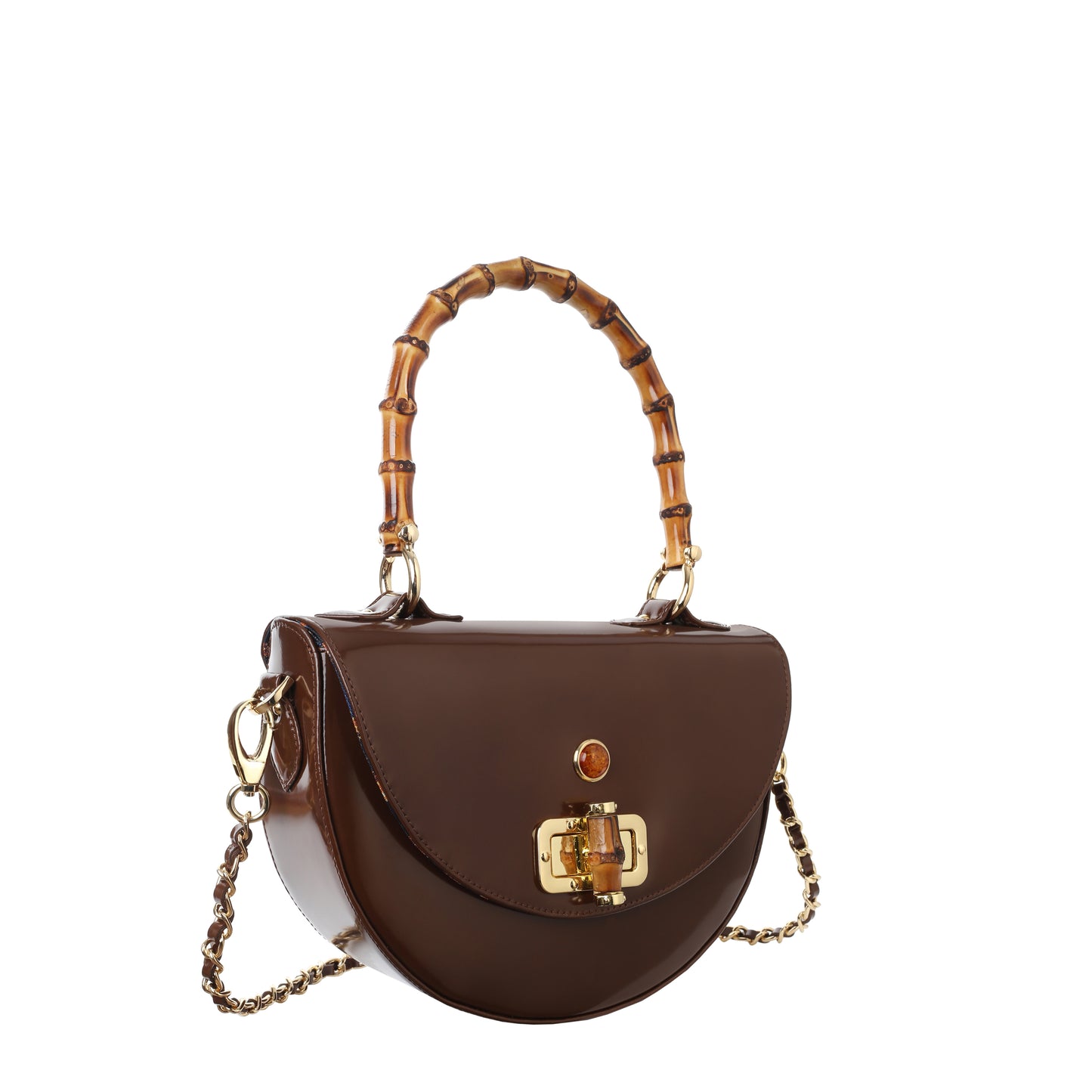 Amber Specchio Brown leather handbag