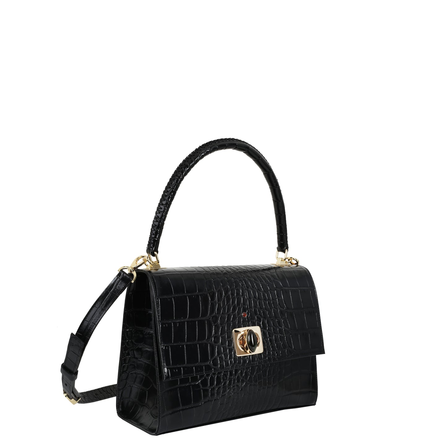 SELINA CROCO BLACK leather handbag