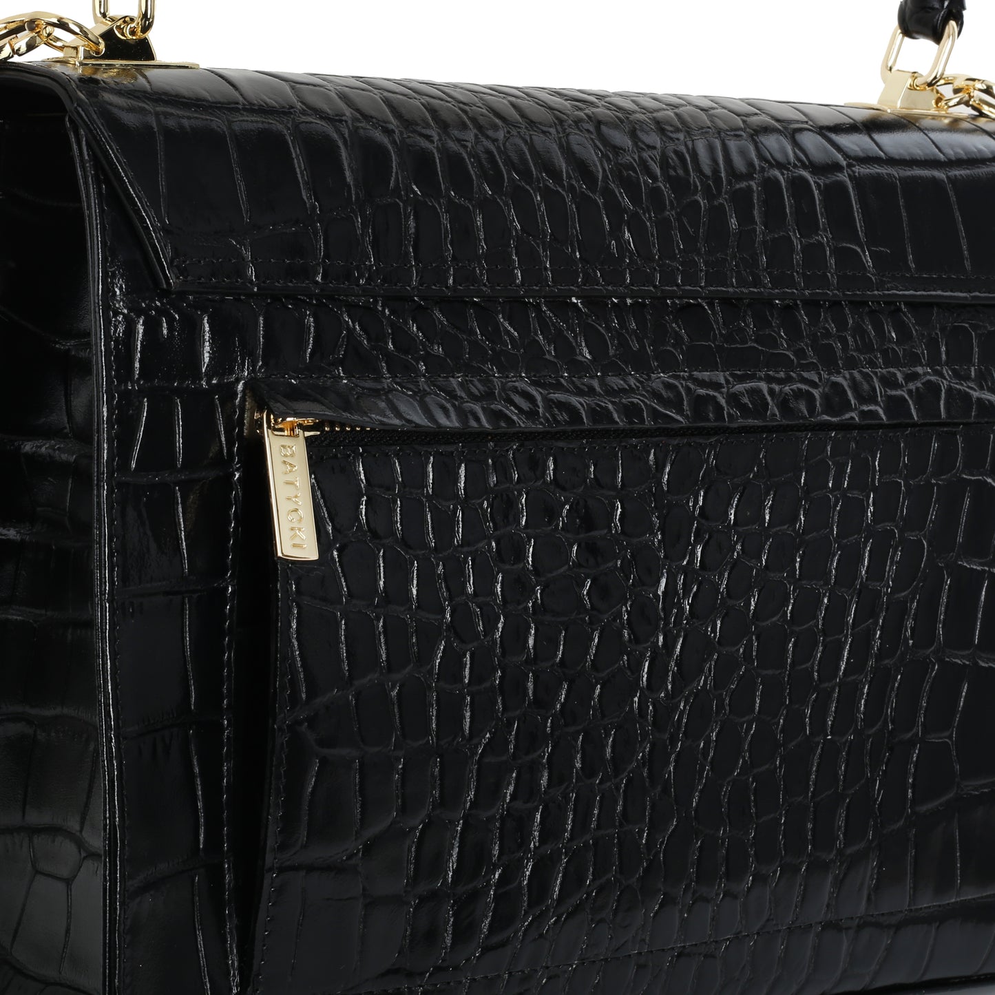 SELINA CROCO BLACK leather handbag