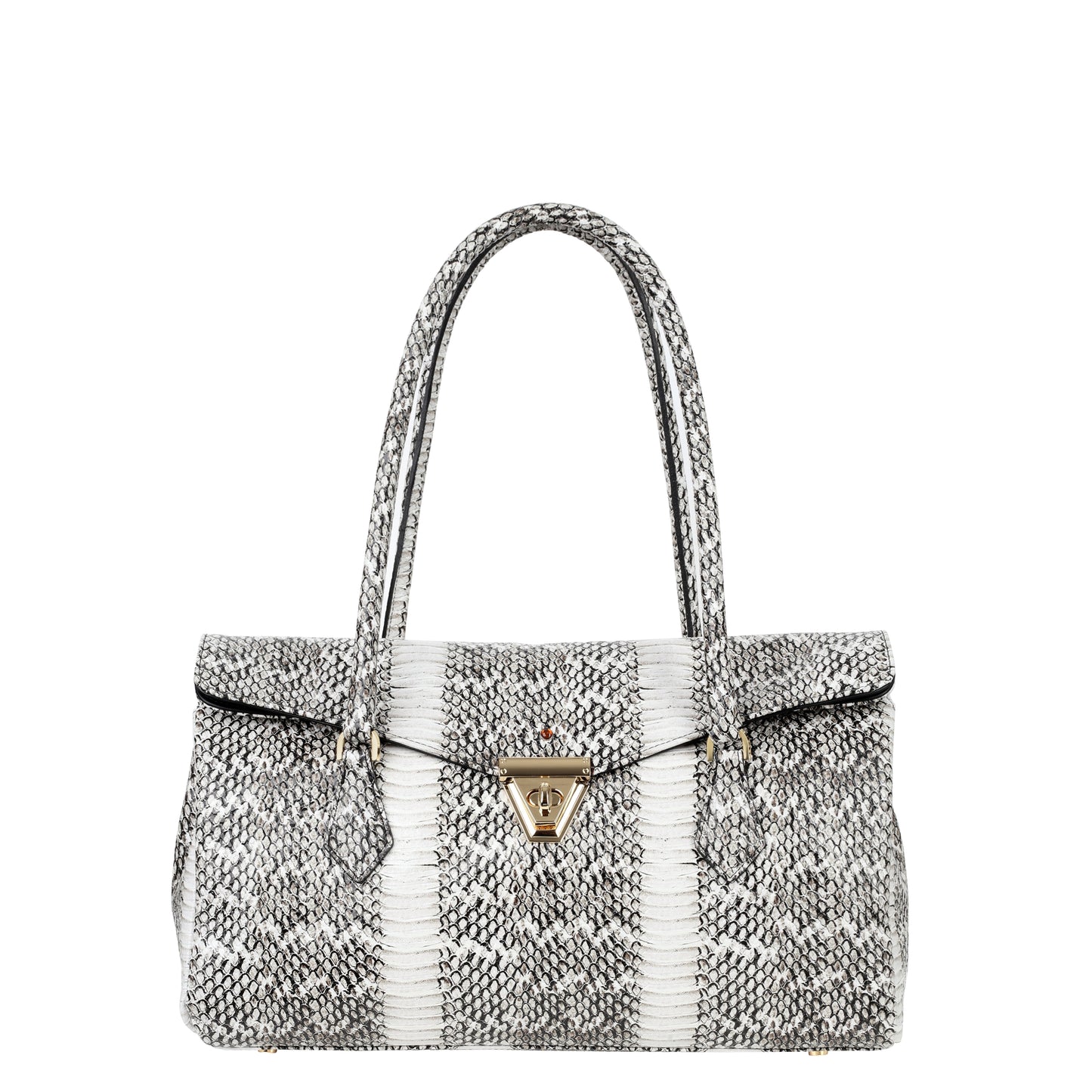 Torebka damska skórzana Lea snake white & black