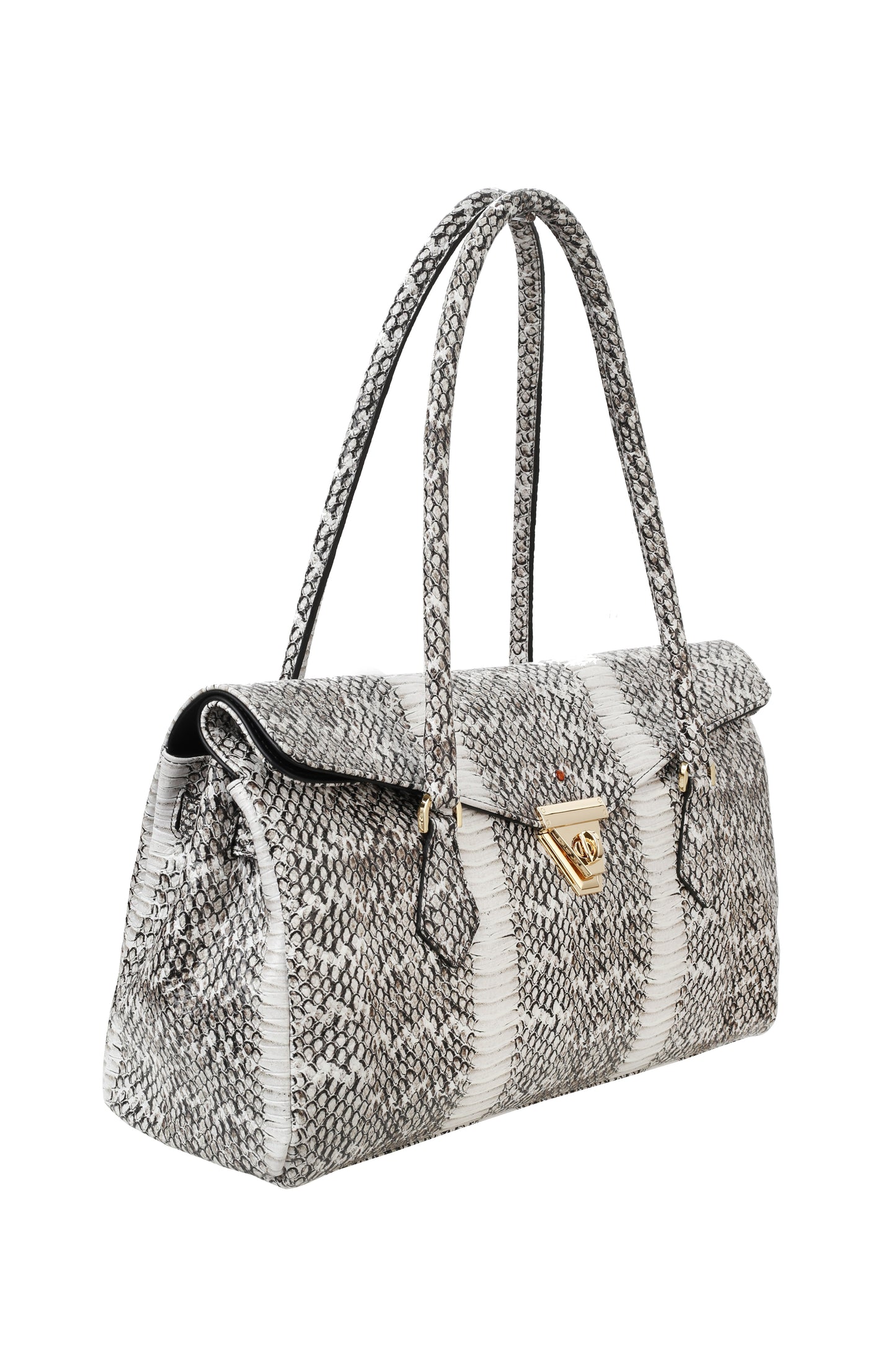 Torebka damska skórzana Lea snake white & black