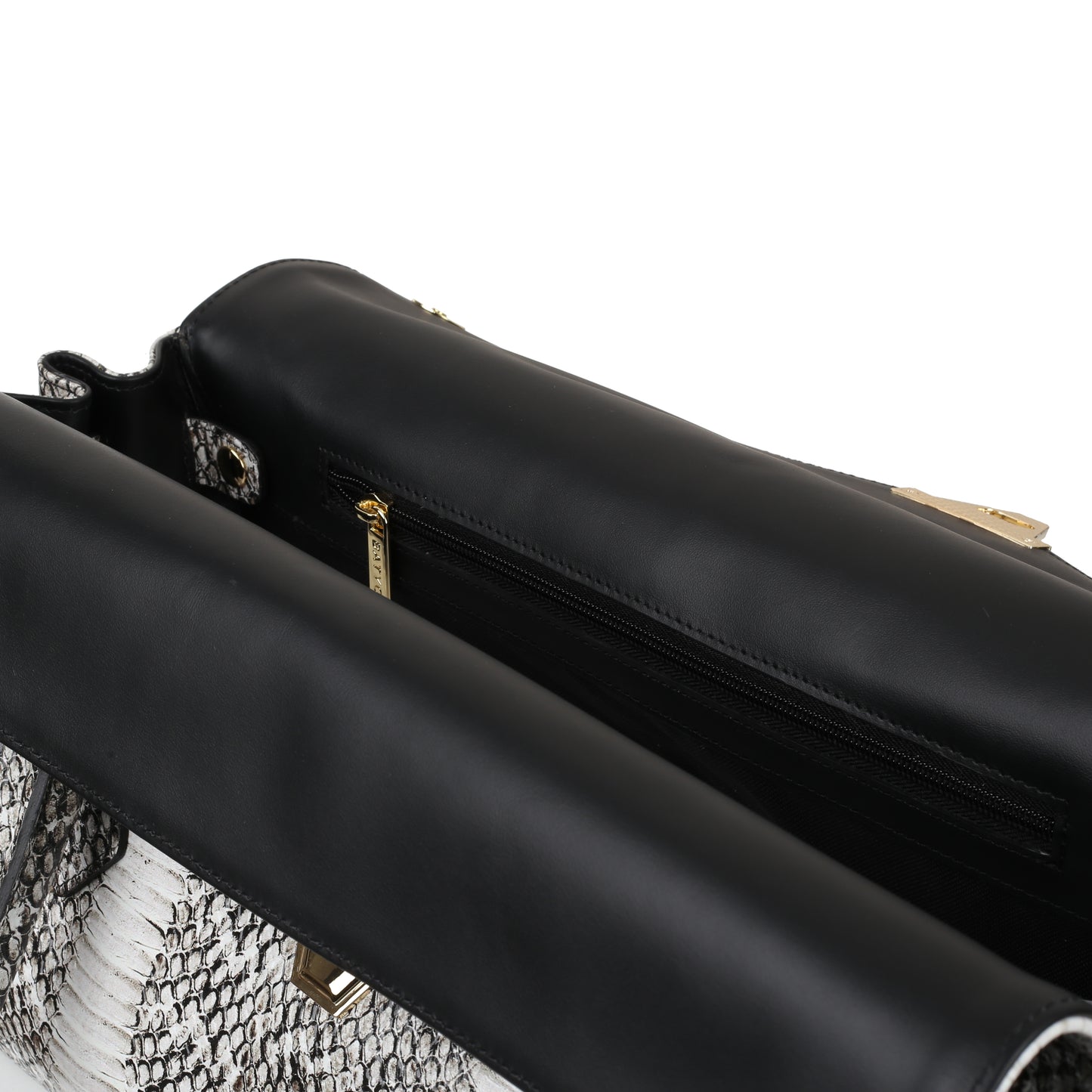 Torebka damska skórzana Lea snake white & black