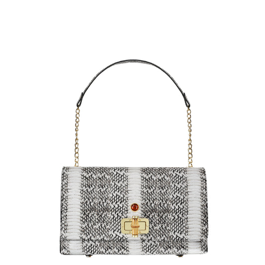 Torebka damska skórzana Saint-Tropez snake white & black