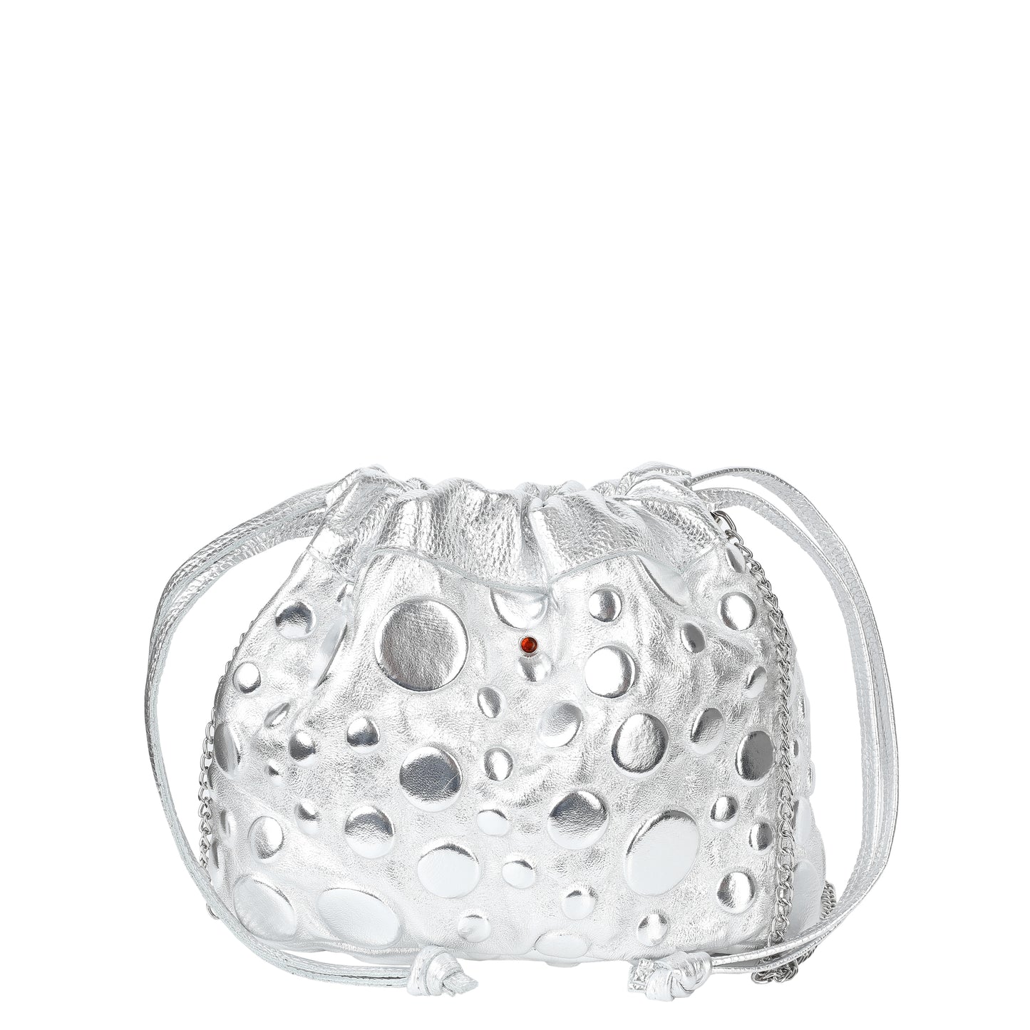 Torebka damska worek skórzany Love silver