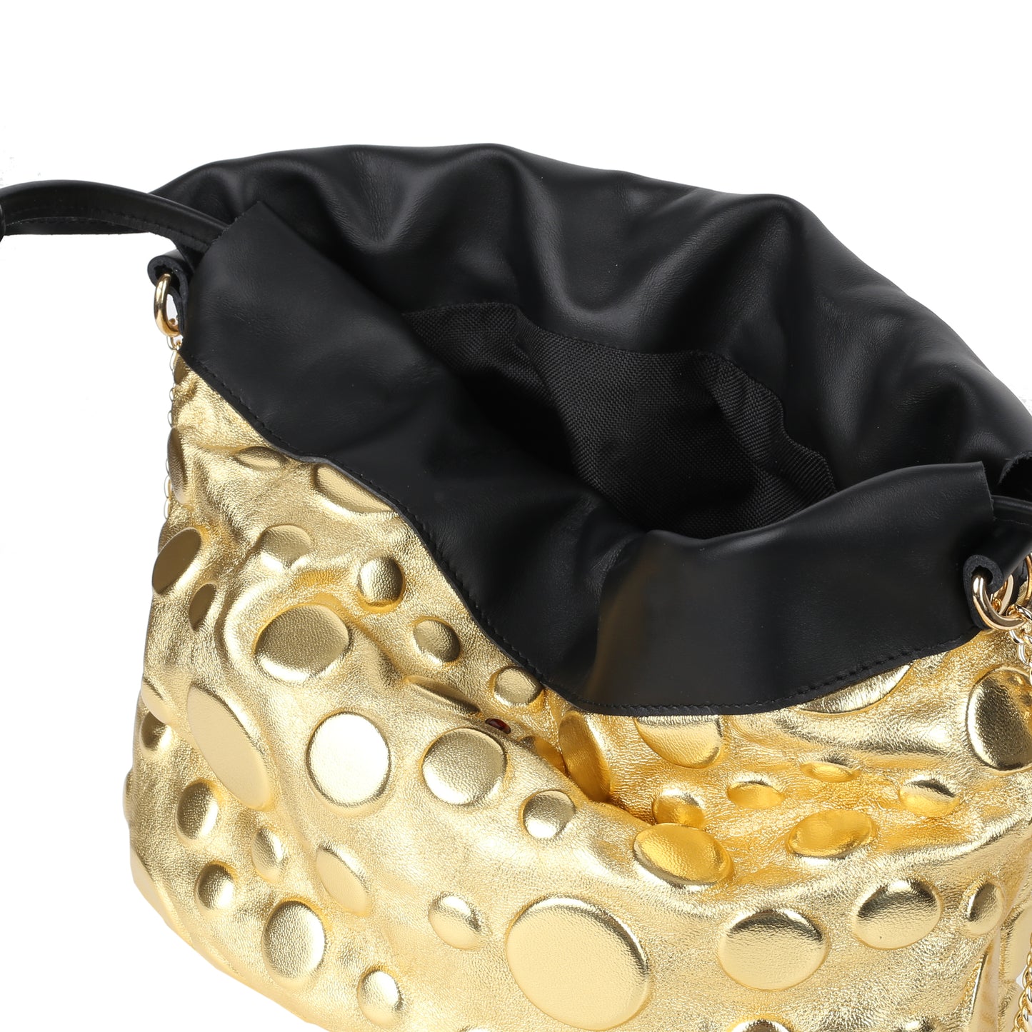 Torebka damska worek skórzany Love gold