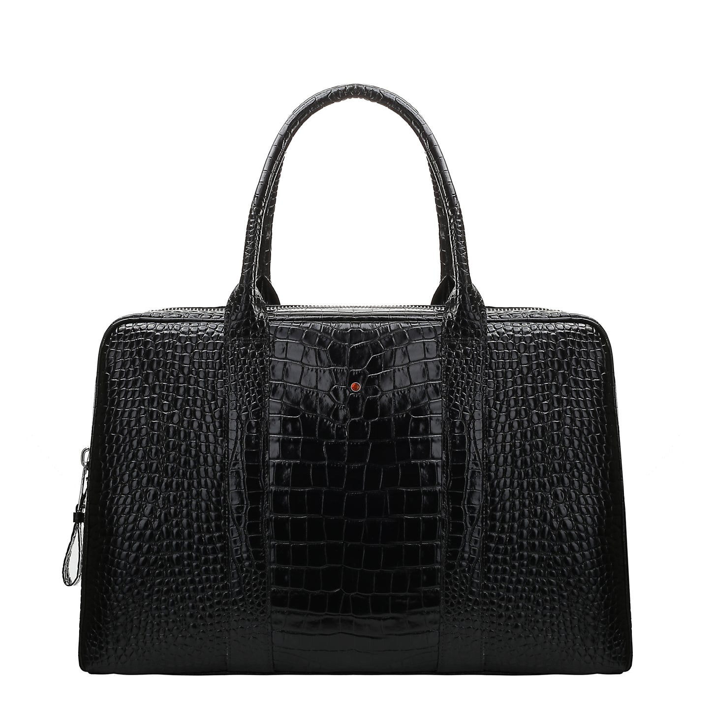 KLASSISCHE Kroko-Ledertasche in Schwarz