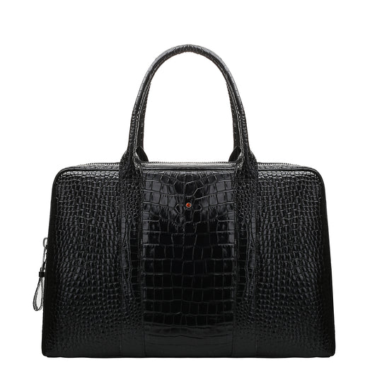 Bolso CLASSIC de piel cocodrilo negro