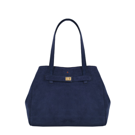 Torebka damska skórzana  Mirer suede navy