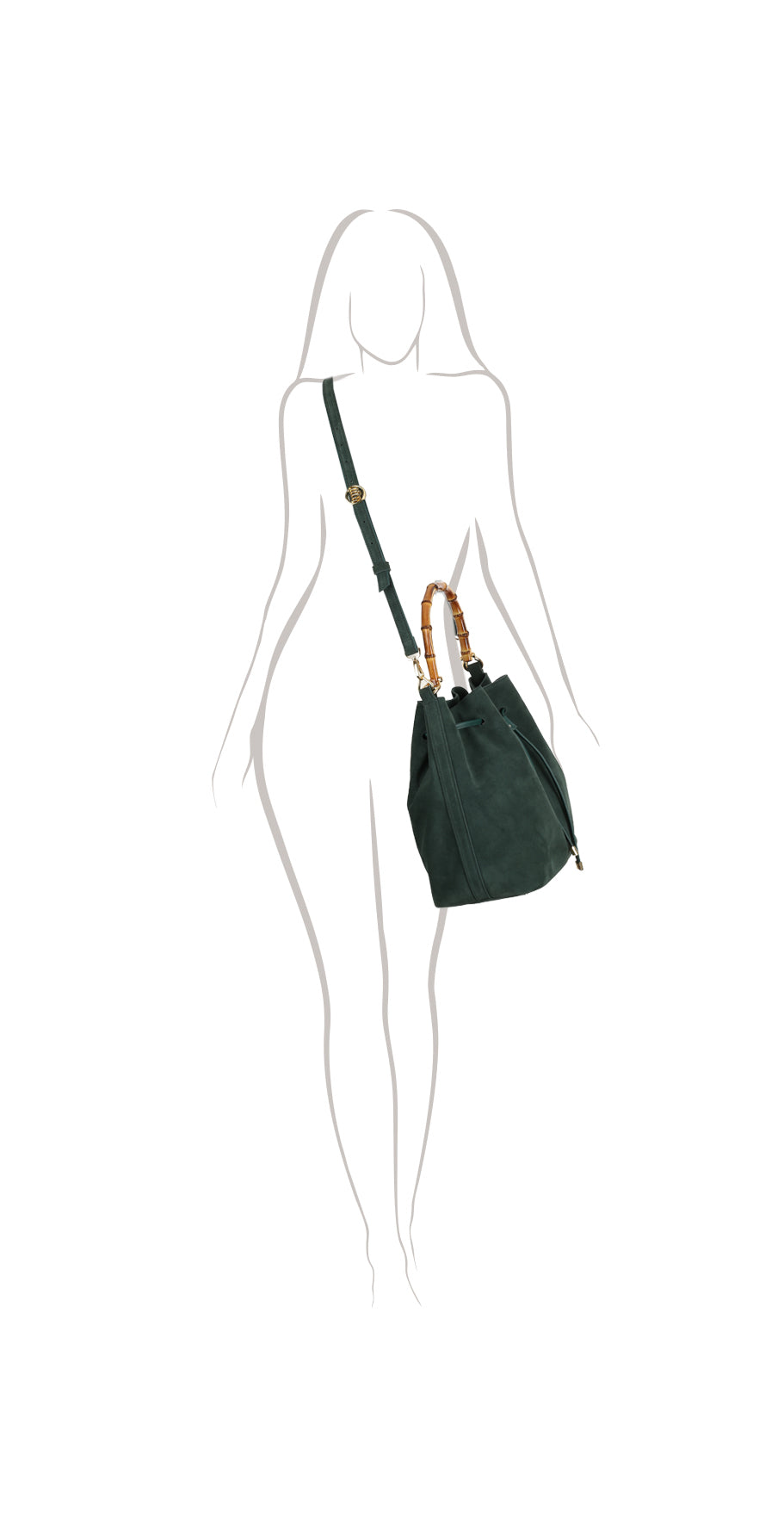 Torebka damska worek skórzany Catherine suede green