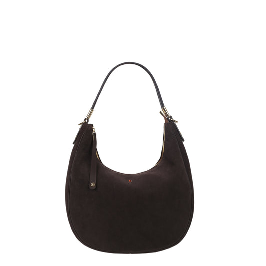 Torebka damska skórzana Draco small suede dark brown