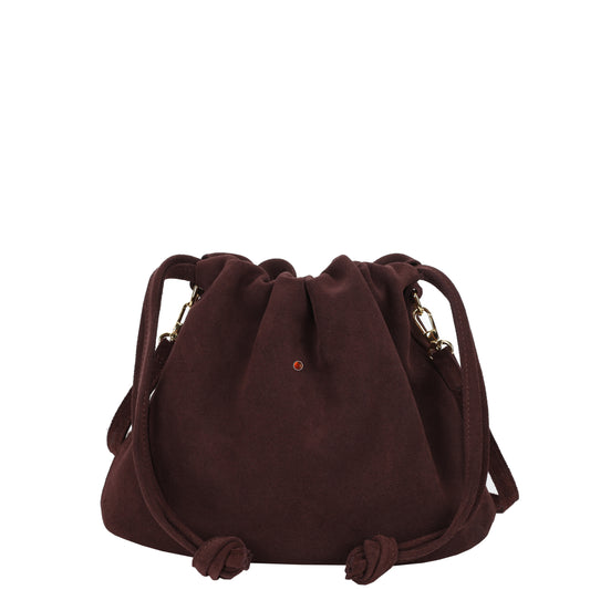 Torebka damska worek skórzany Love suede bordo