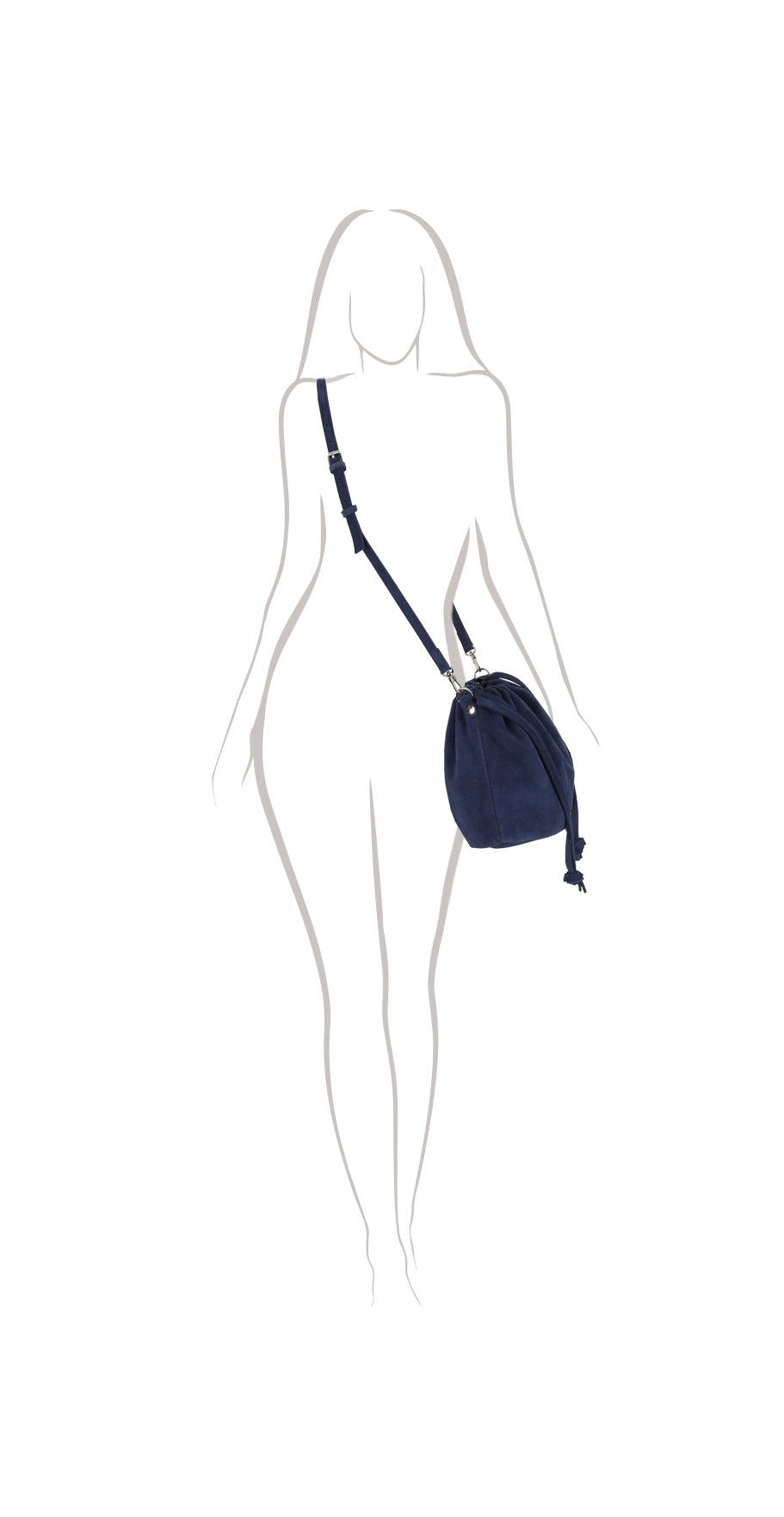 Torebka damska worek skórzany Love suede navy