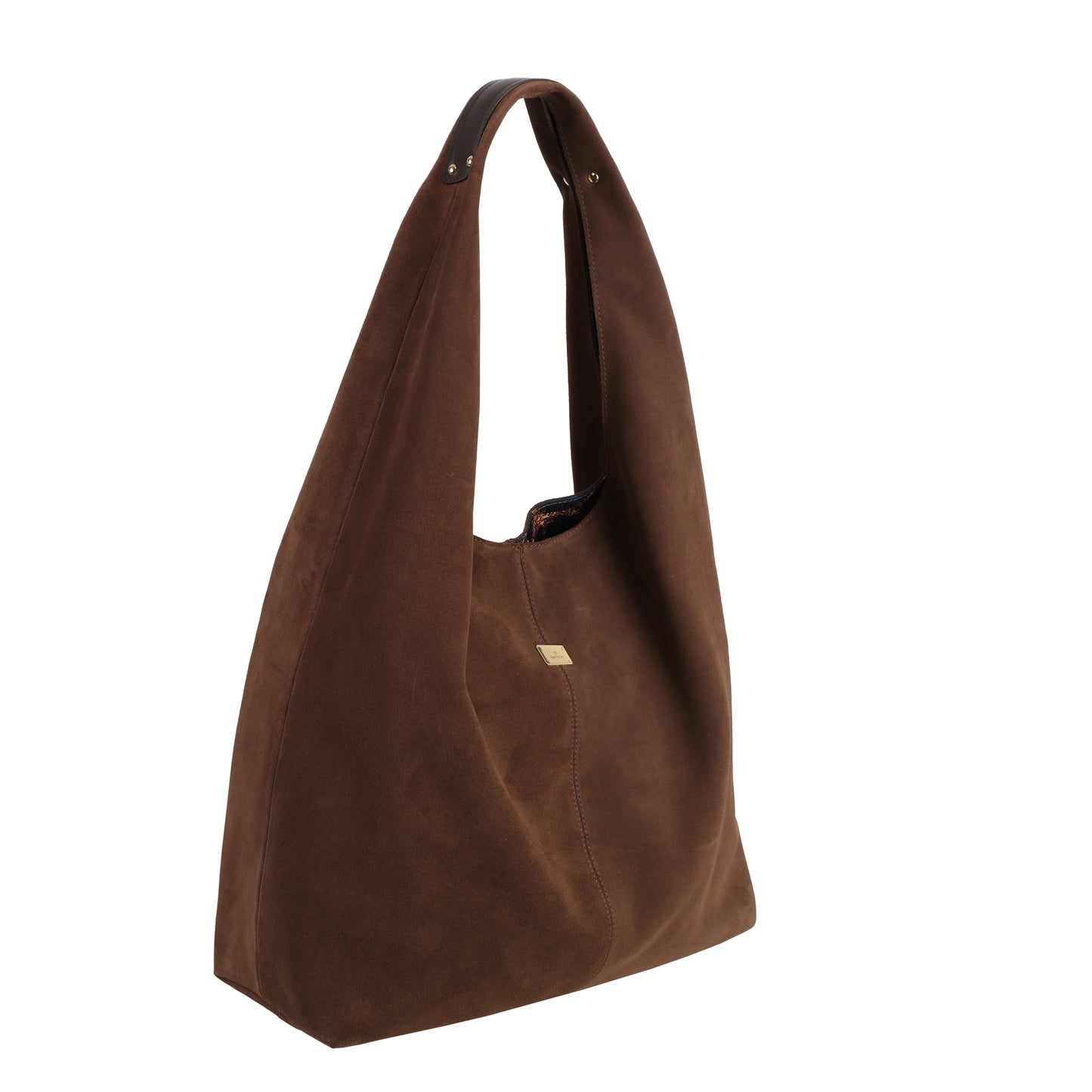 Bolso de mano para mujer Patti de piel de ante marrón