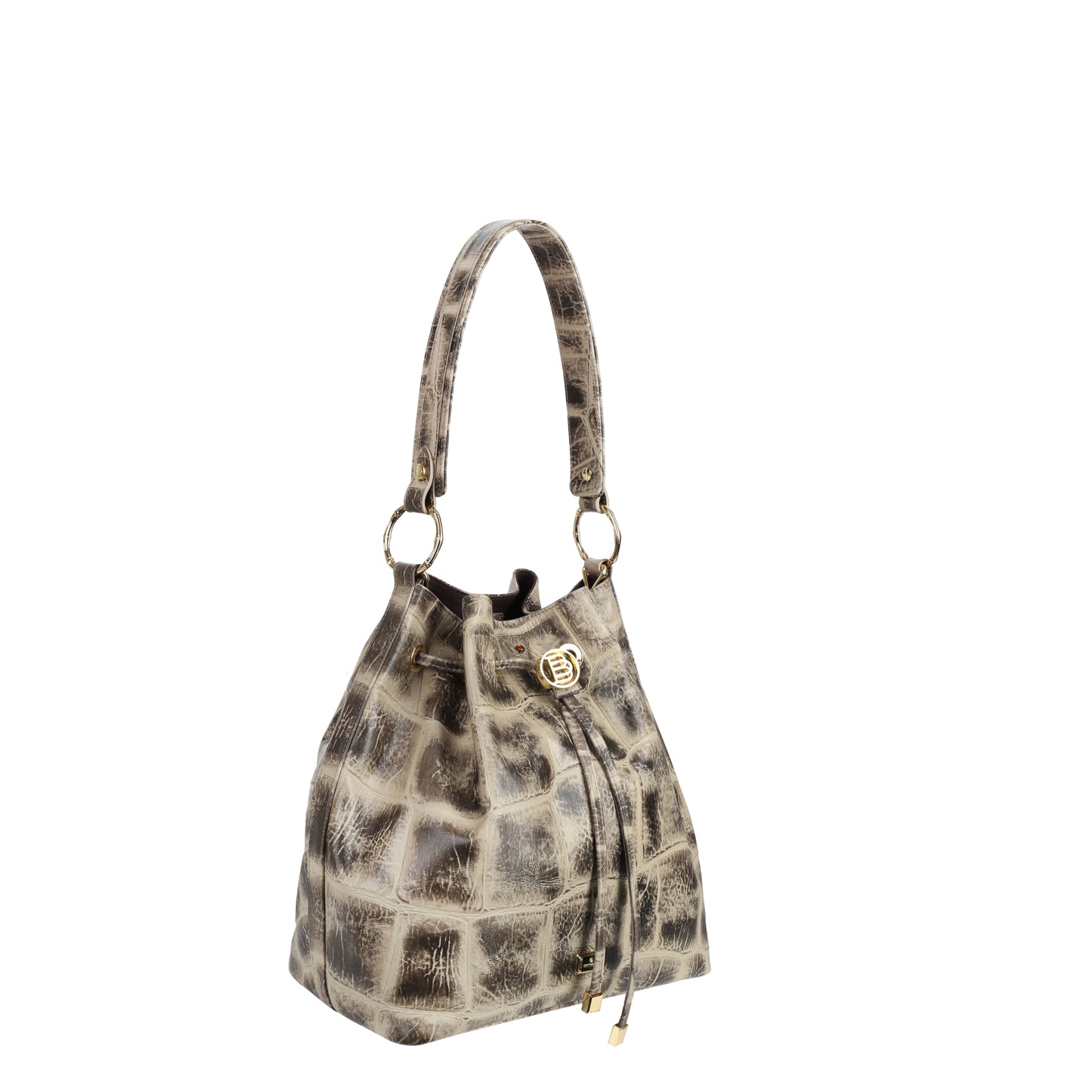 Bovy croco black women's leather bag