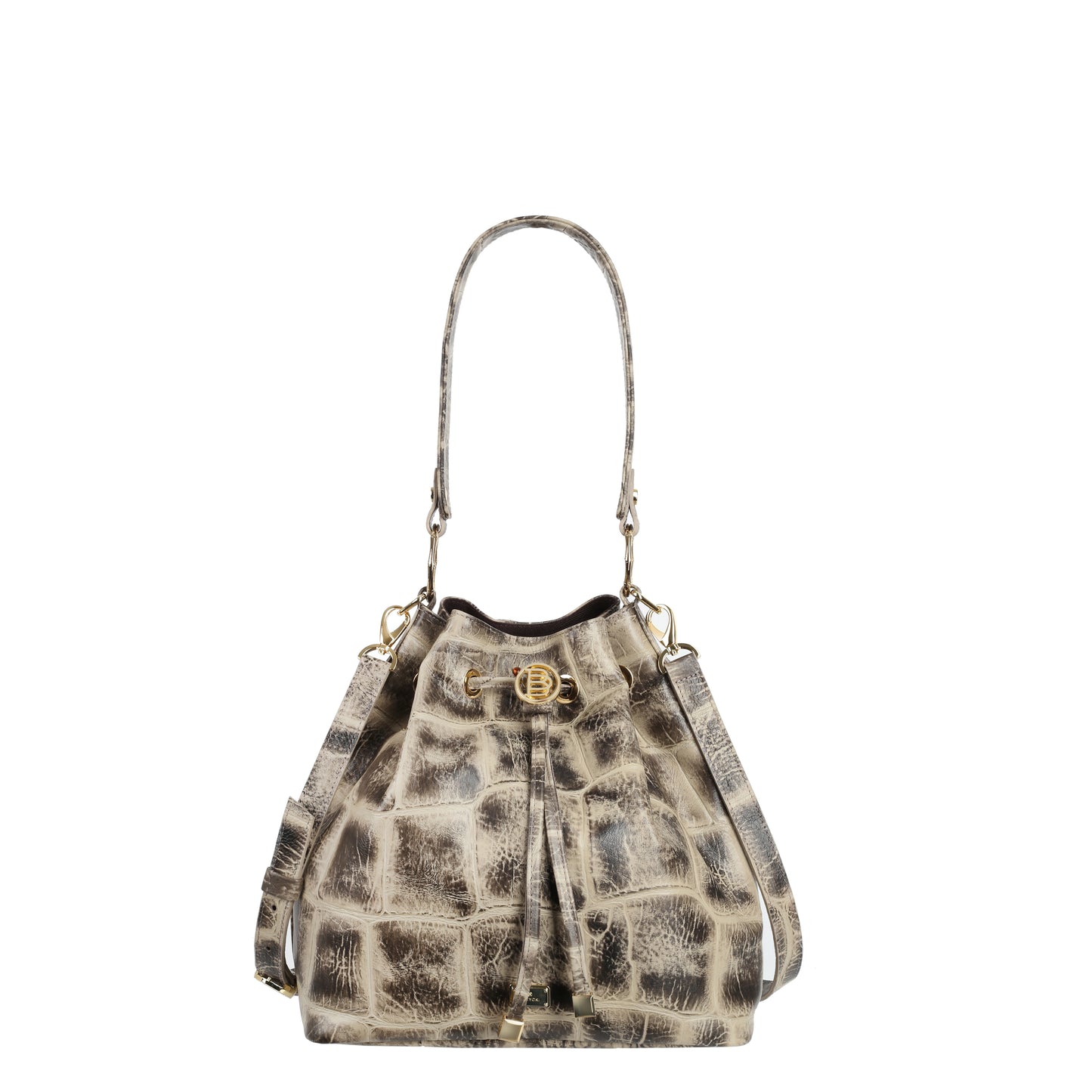 Bovy croco black women's leather bag