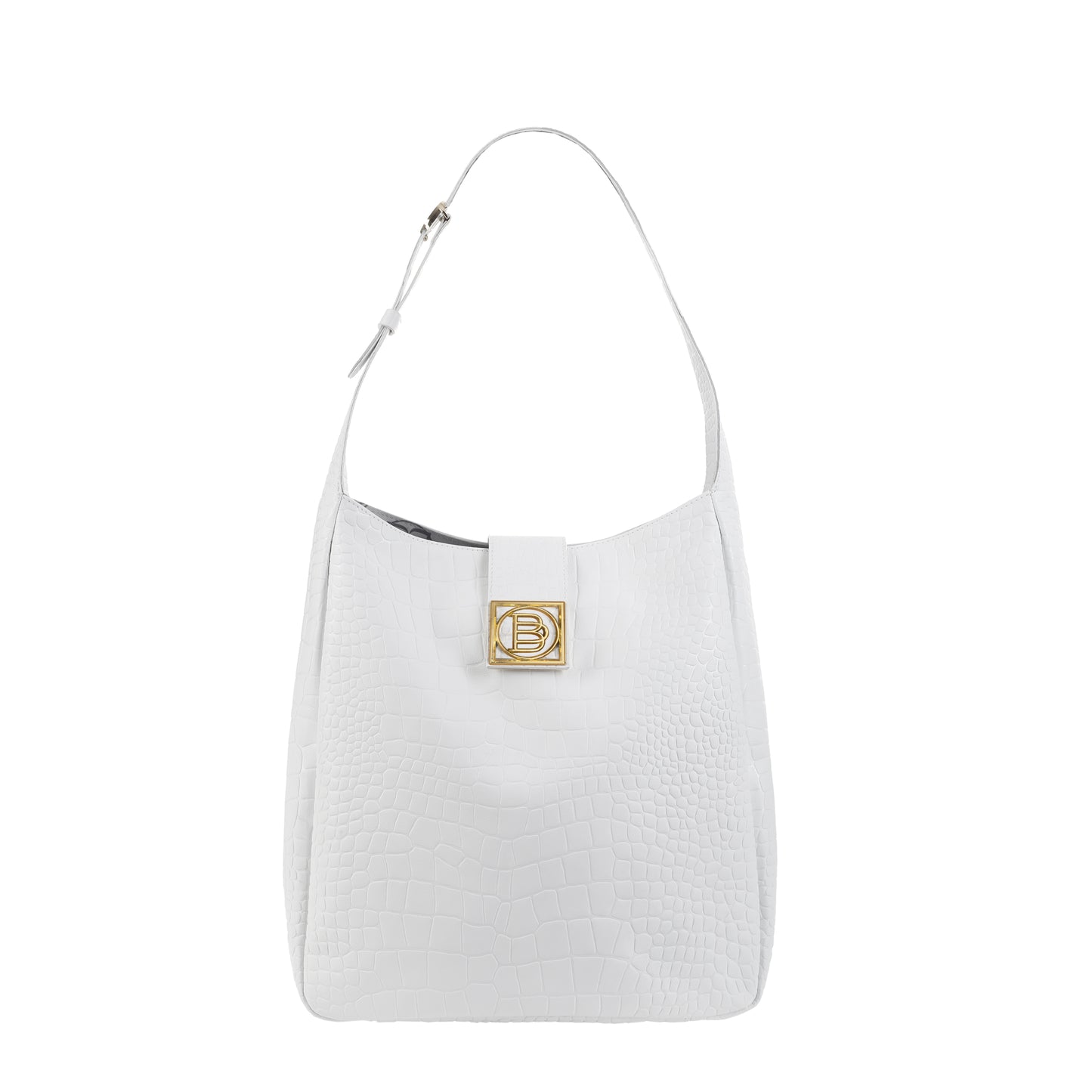 Damen-Lederhandtasche Ices Croco Soft White