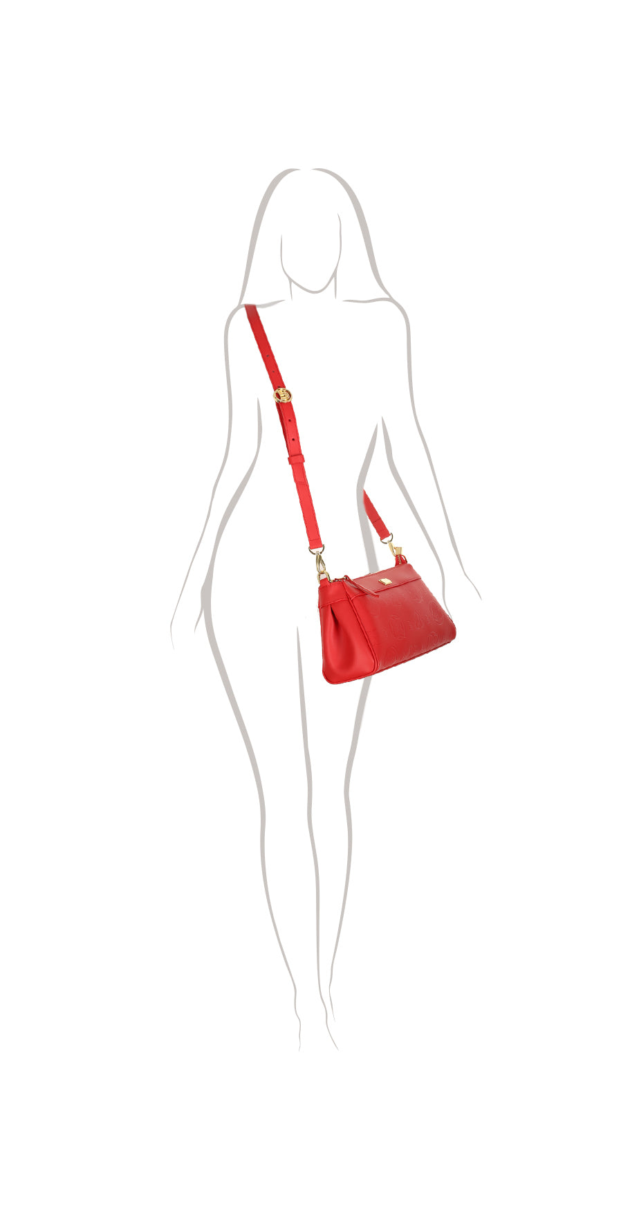 Bolso de mano mujer en piel Levre napa rojo