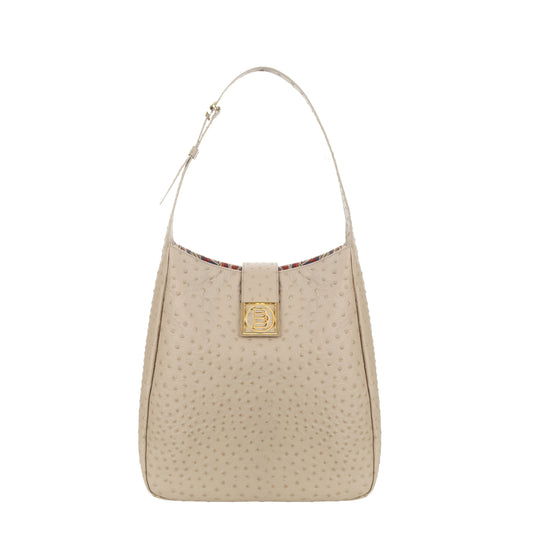 Ices ostrich taupe women's leather bag