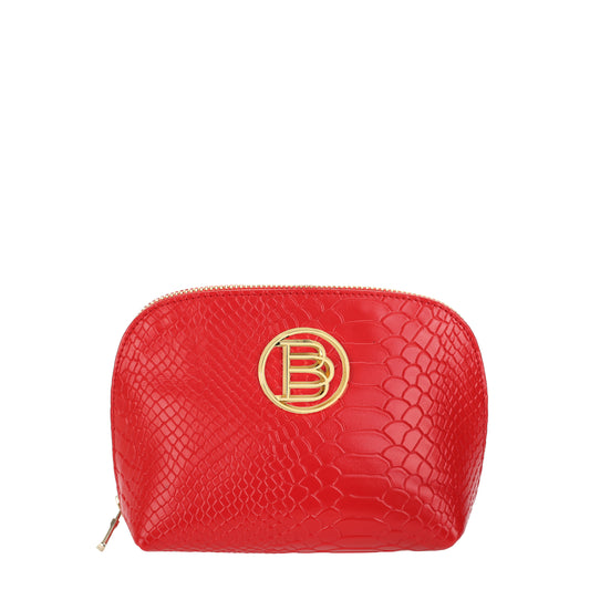 Women's leather cosmetic bag red