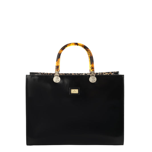 Ferri specchio black women's leather handbag