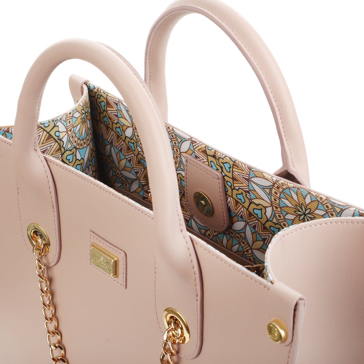 Bolso mujer mussie napa rosa empolvado de piel