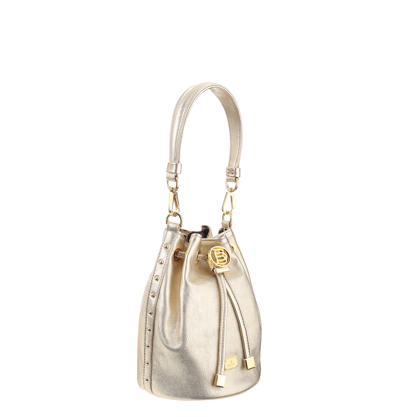 Bolso mujer piel coral laminado oro