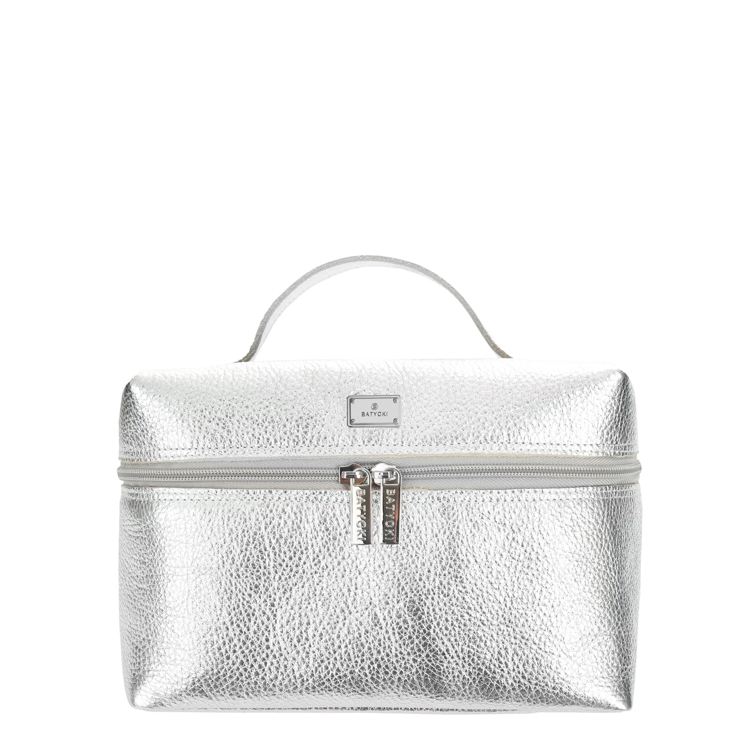 Women's leather cosmetic bag, Flotter silver