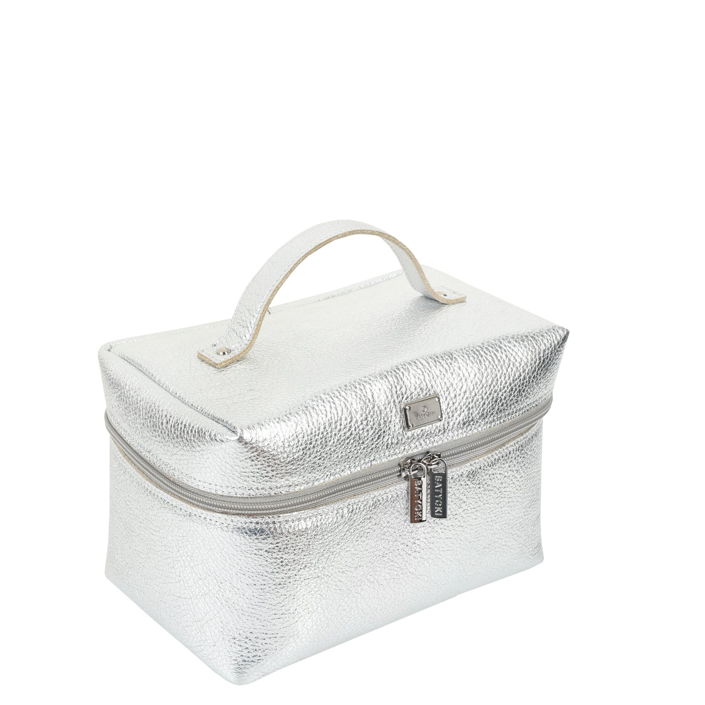 Women's leather cosmetic bag, Flotter silver