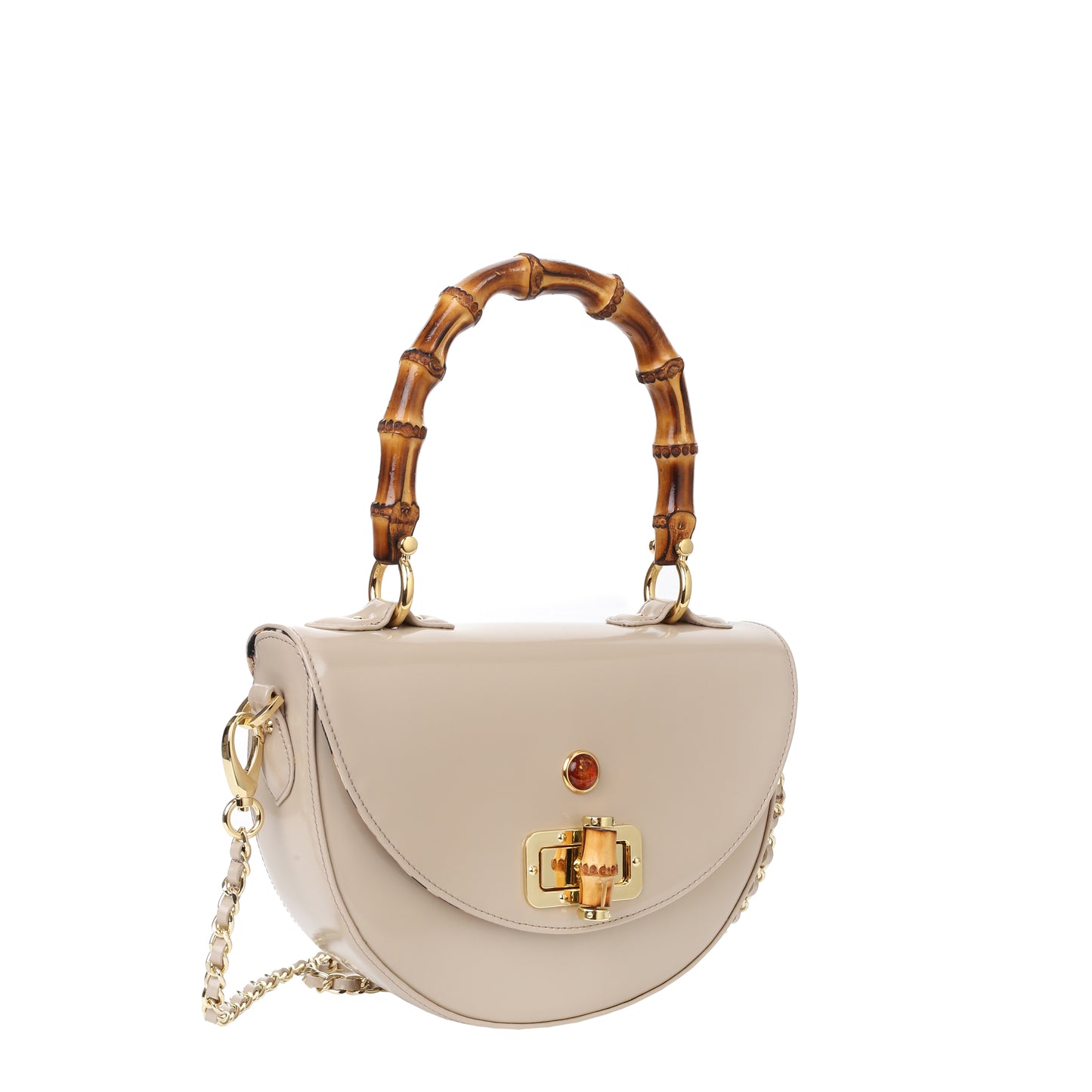 Bolso de mano mujer Amber specchio de piel color topo