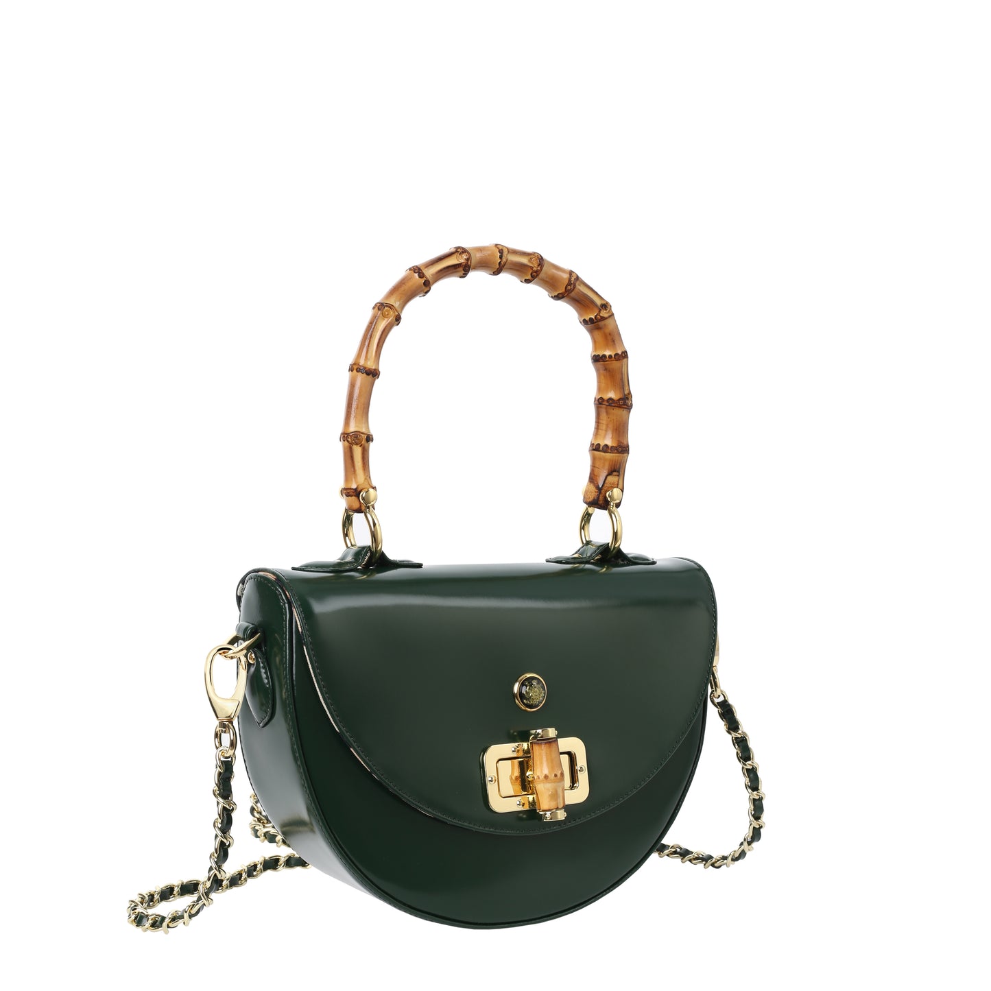 Bolso de mano mujer Amber de piel verde specchio