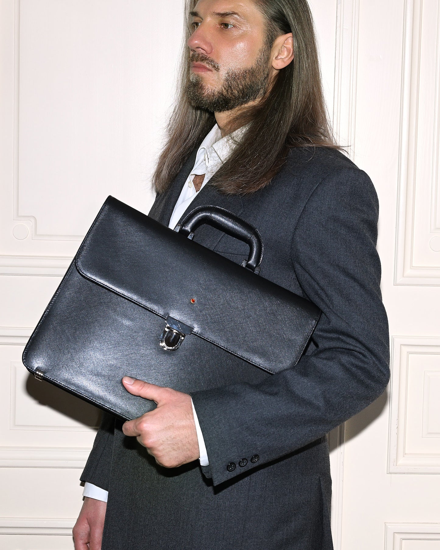 S Artico Business-Aktentasche aus schwarzem Leder