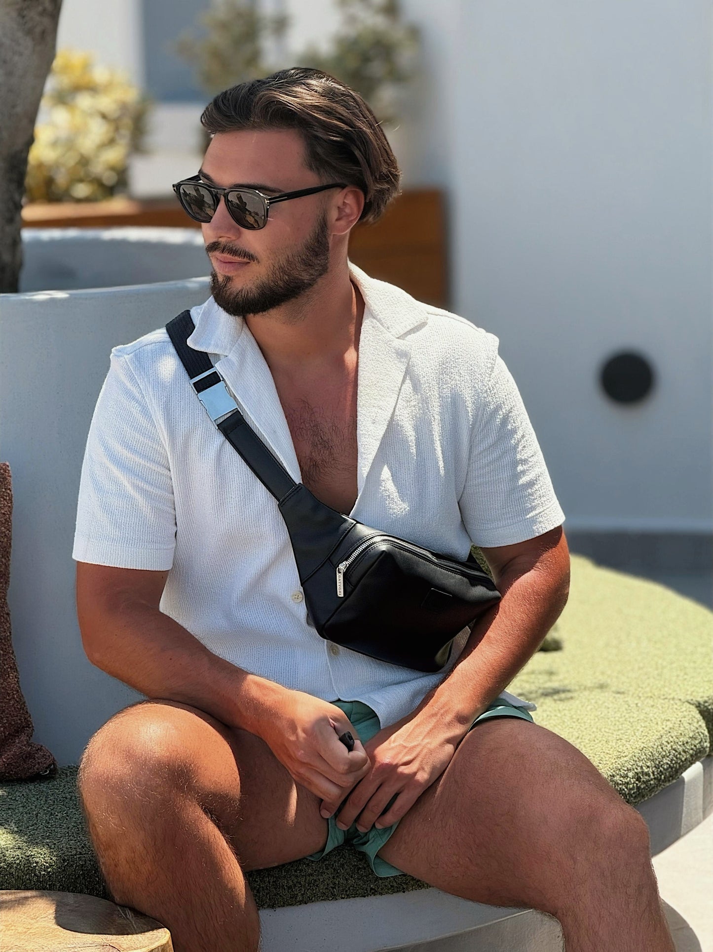 Men's black nappa leather bag