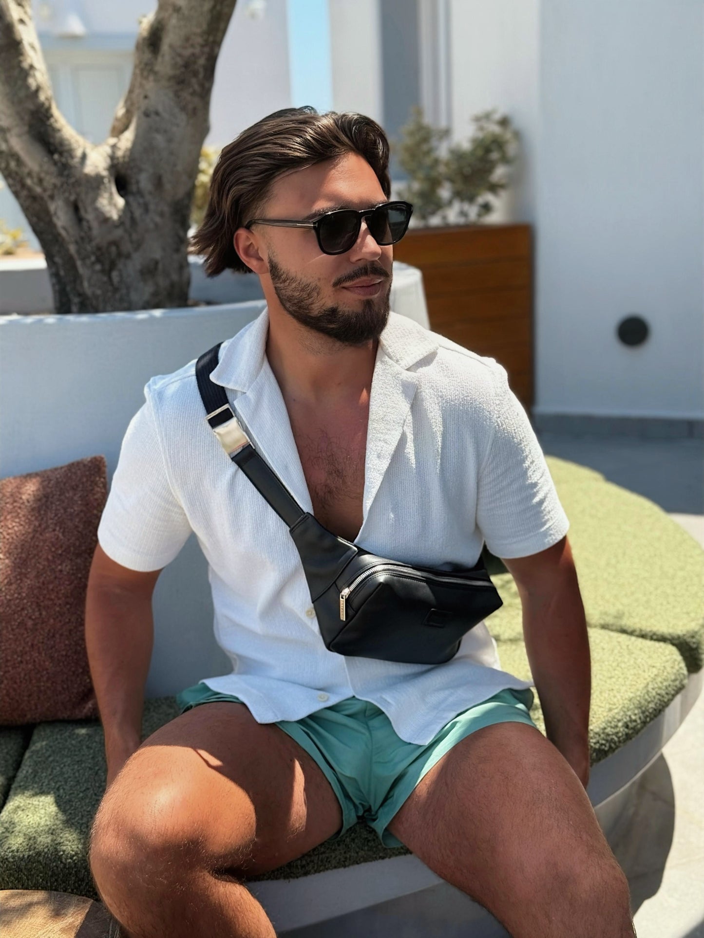 Men's black nappa leather bag