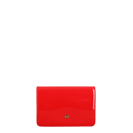 Leather business holder vernice red