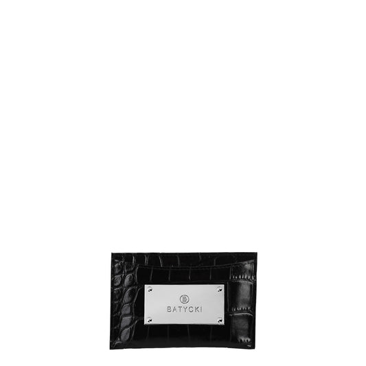 Croco black leather card case