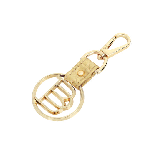 Leather keychain with gold logo