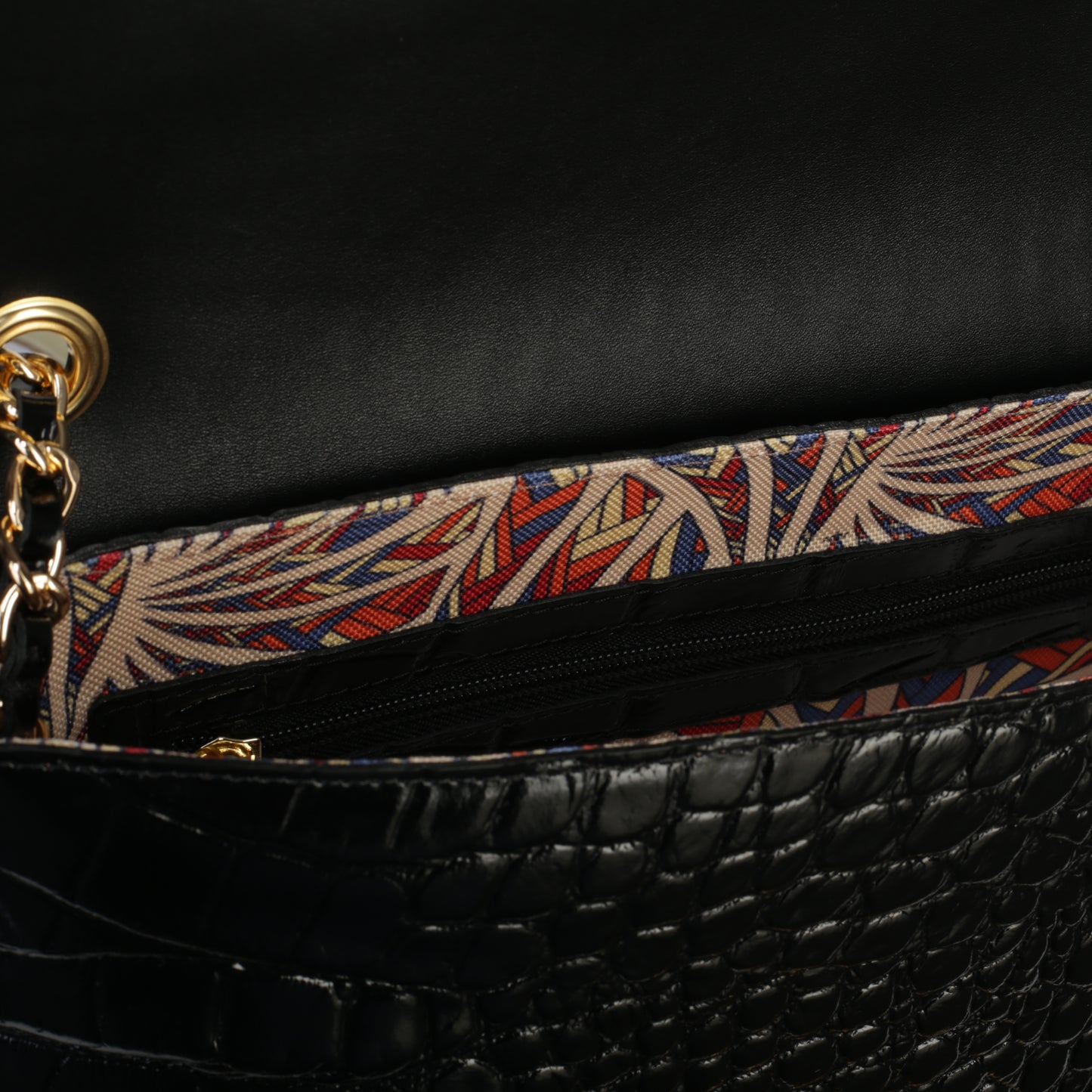 SAINT-TROPEZ croco black women's leather handbag