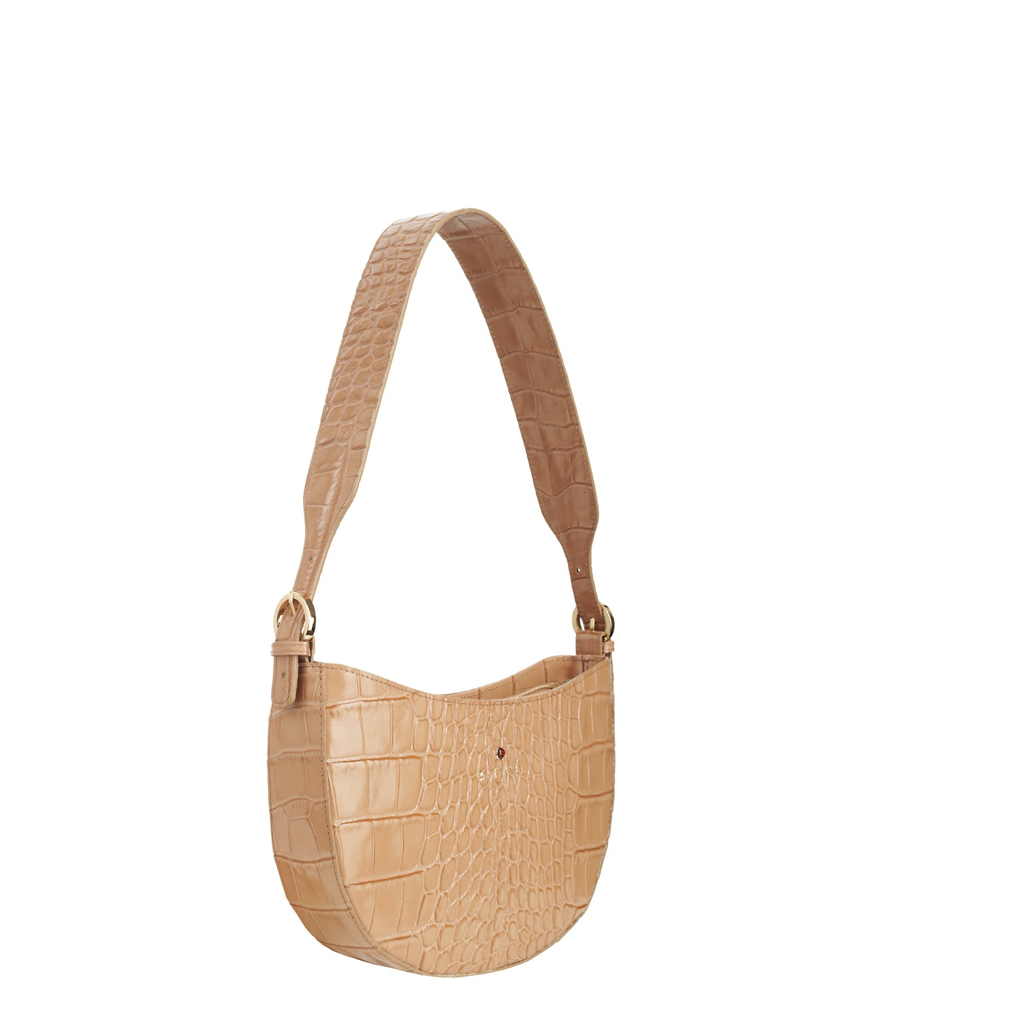 MOON croco camel women's leather handbag