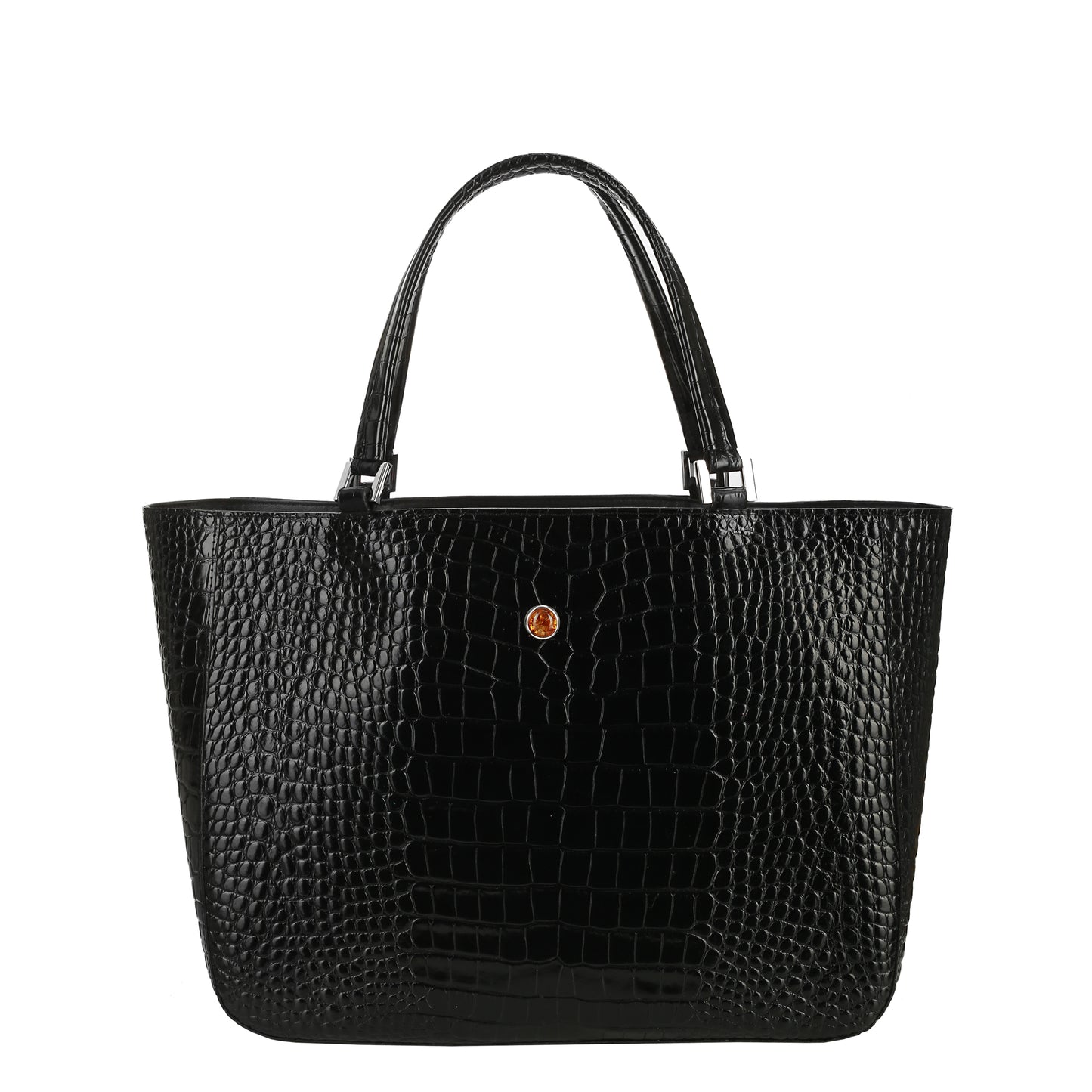 MAMMA croco black women's leather handbag