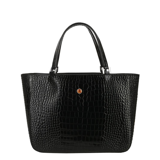 MAMMA croco black women's leather handbag