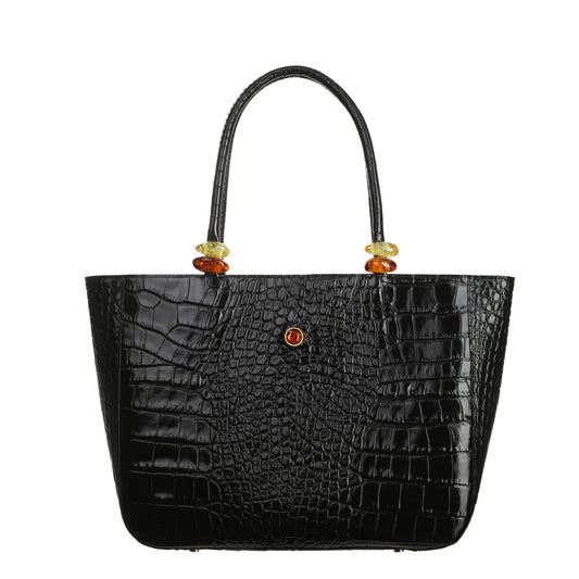 DARK SEA croco black women's leather handbag