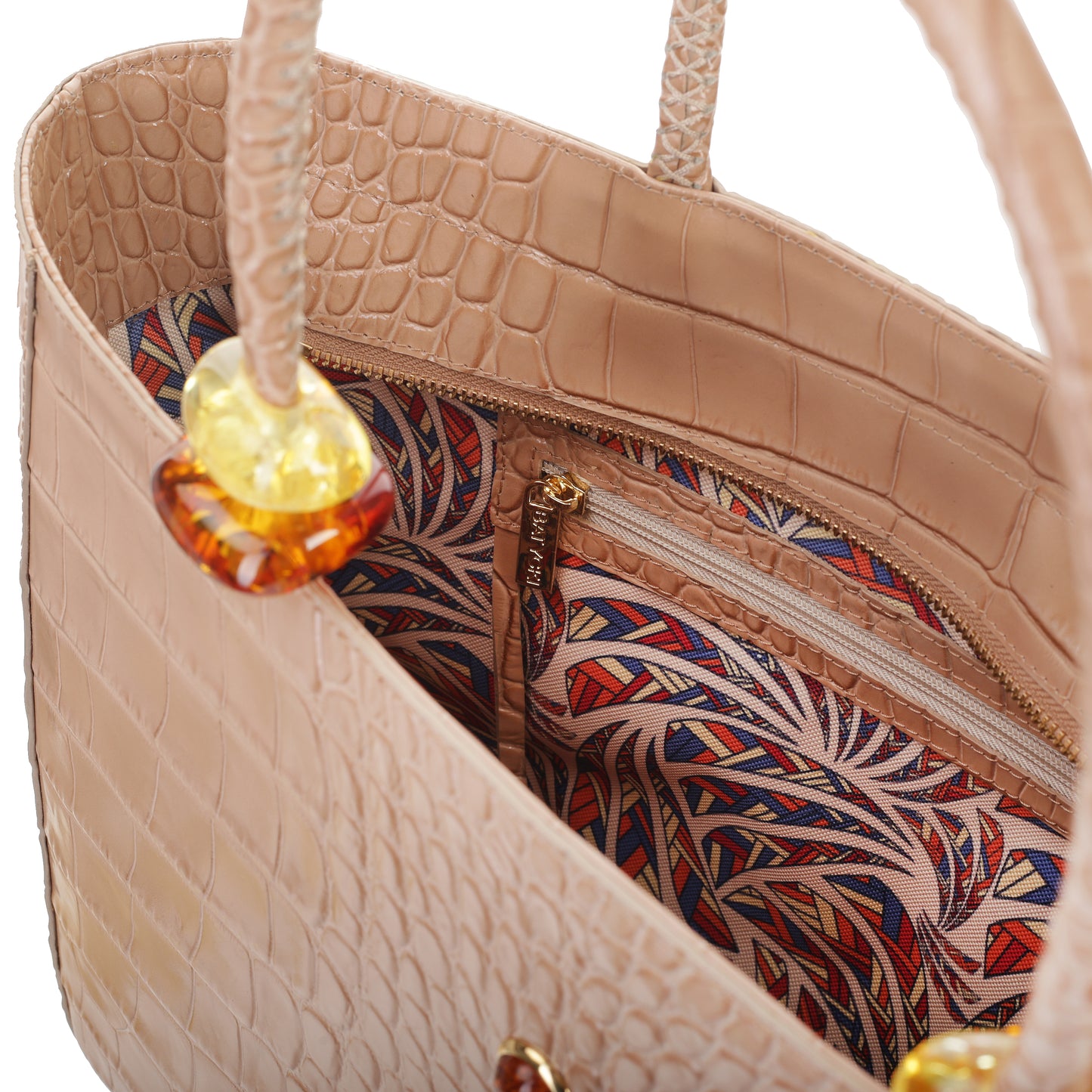 CALM SEA croco camel women's leather handbag