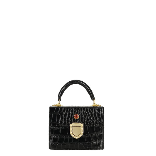 Alexis Mini Kroko-Ledertasche für Damen in Schwarz