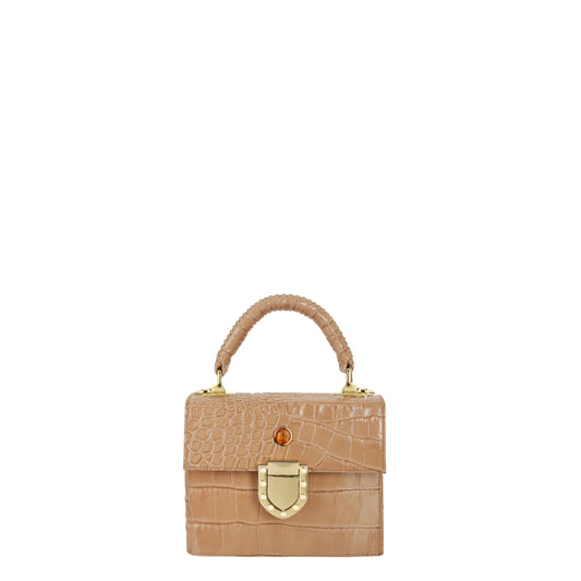 Alexis Mini Kroko-Camel-Ledertasche für Damen