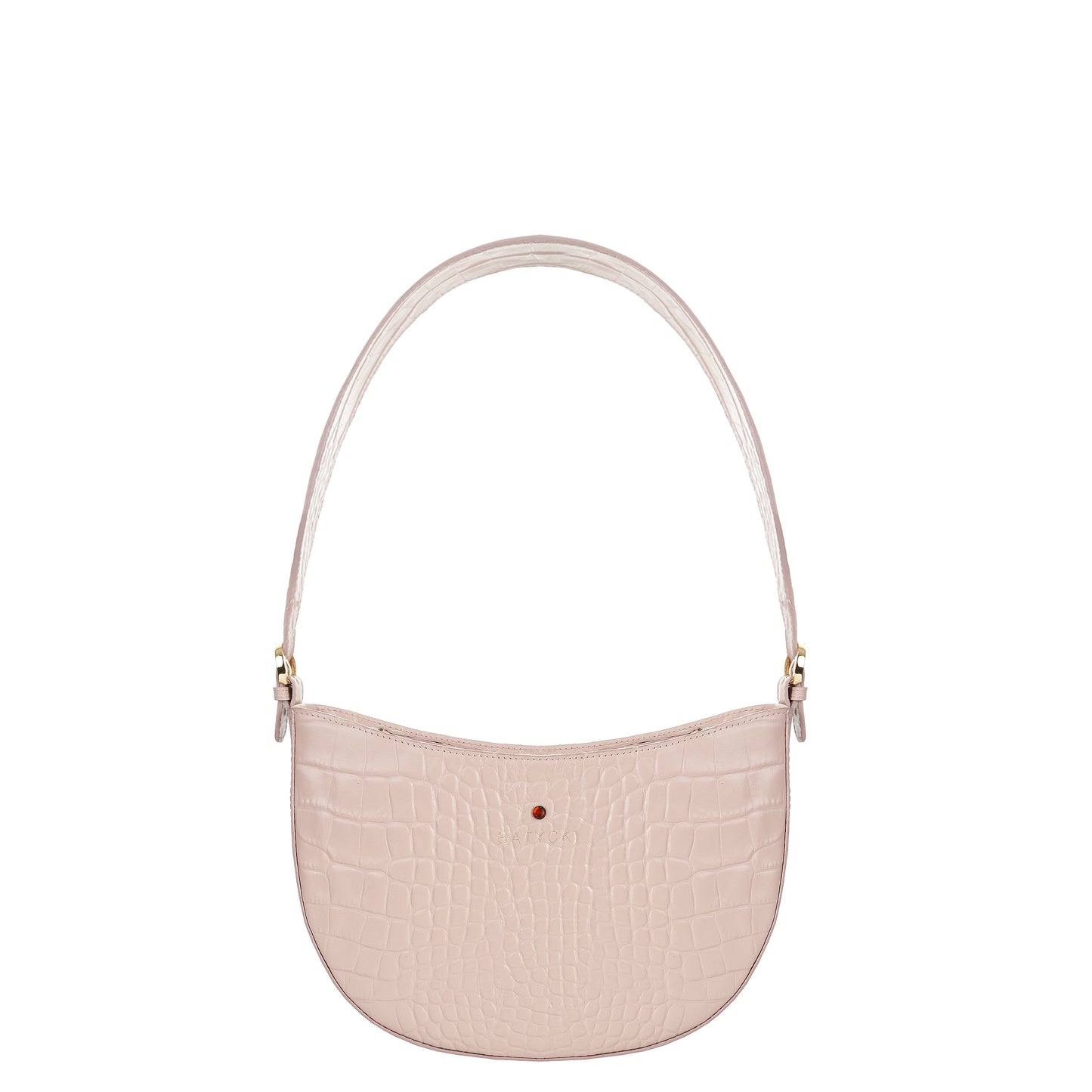 MOON croco powder pink women's leather handbag