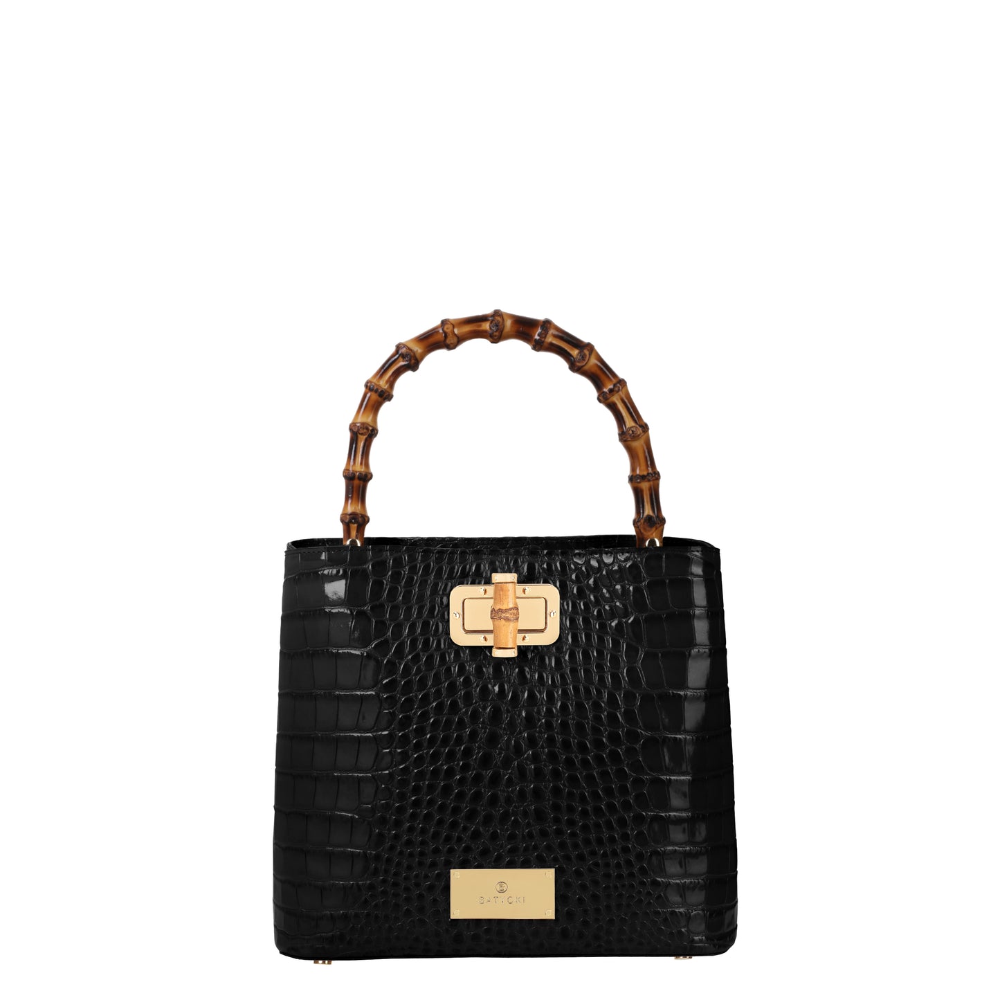 STELLA croco black women's leather handbag