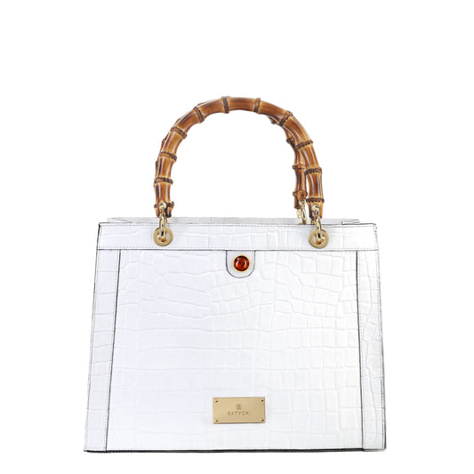 THENA CROCO WHITE women's leather handbag