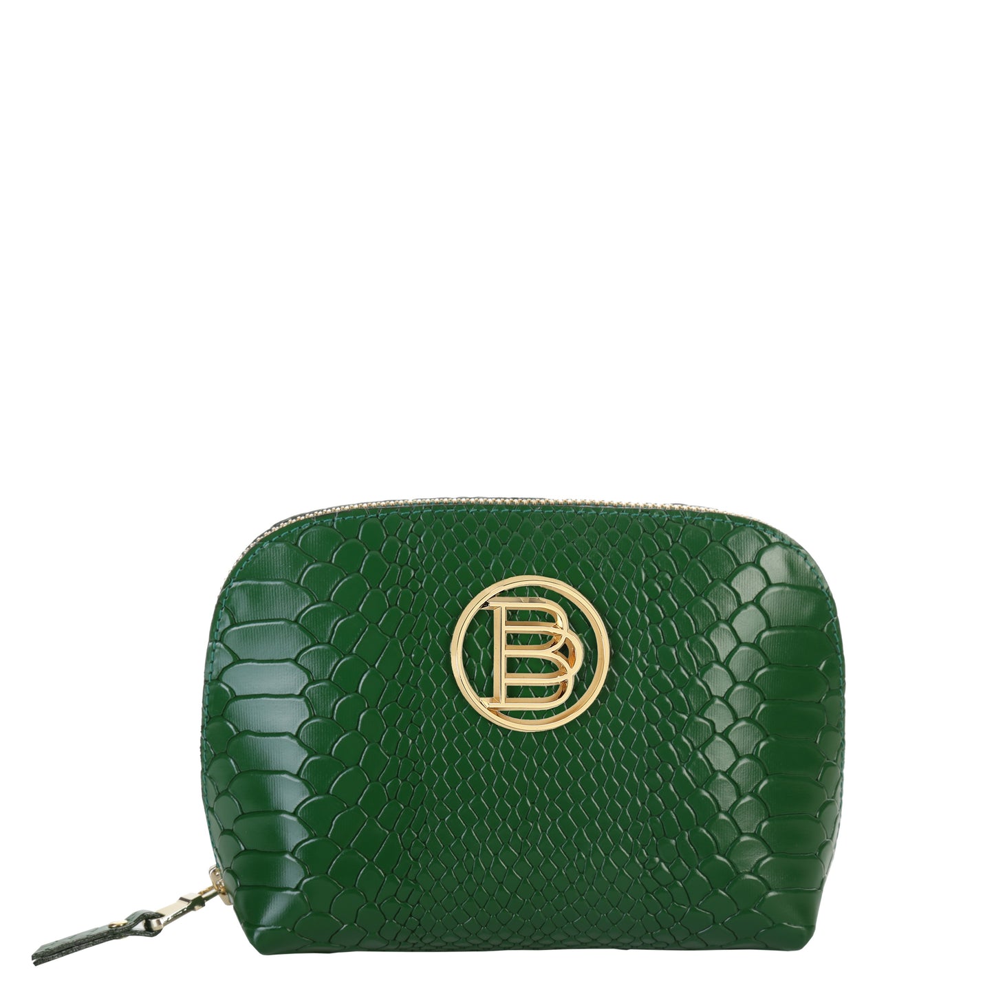 GREEN leather women's cosmetic bag